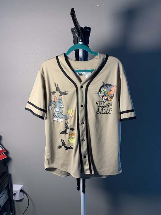 Tom and Jerry Other - Tom and Jerry Cartoon Mesh Baseball Jersey Tan Medium